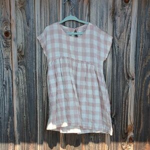 Pink and White Checkered linen Dress